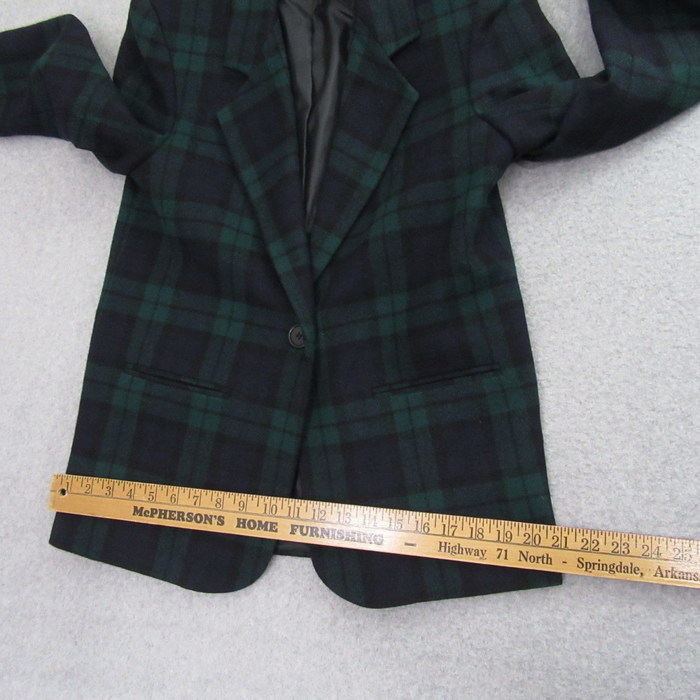 Braebrook Womens Blazer Jacket 4P Petite Green Blue Tweed‎ Vintage Plaid - Picture 14 of 14